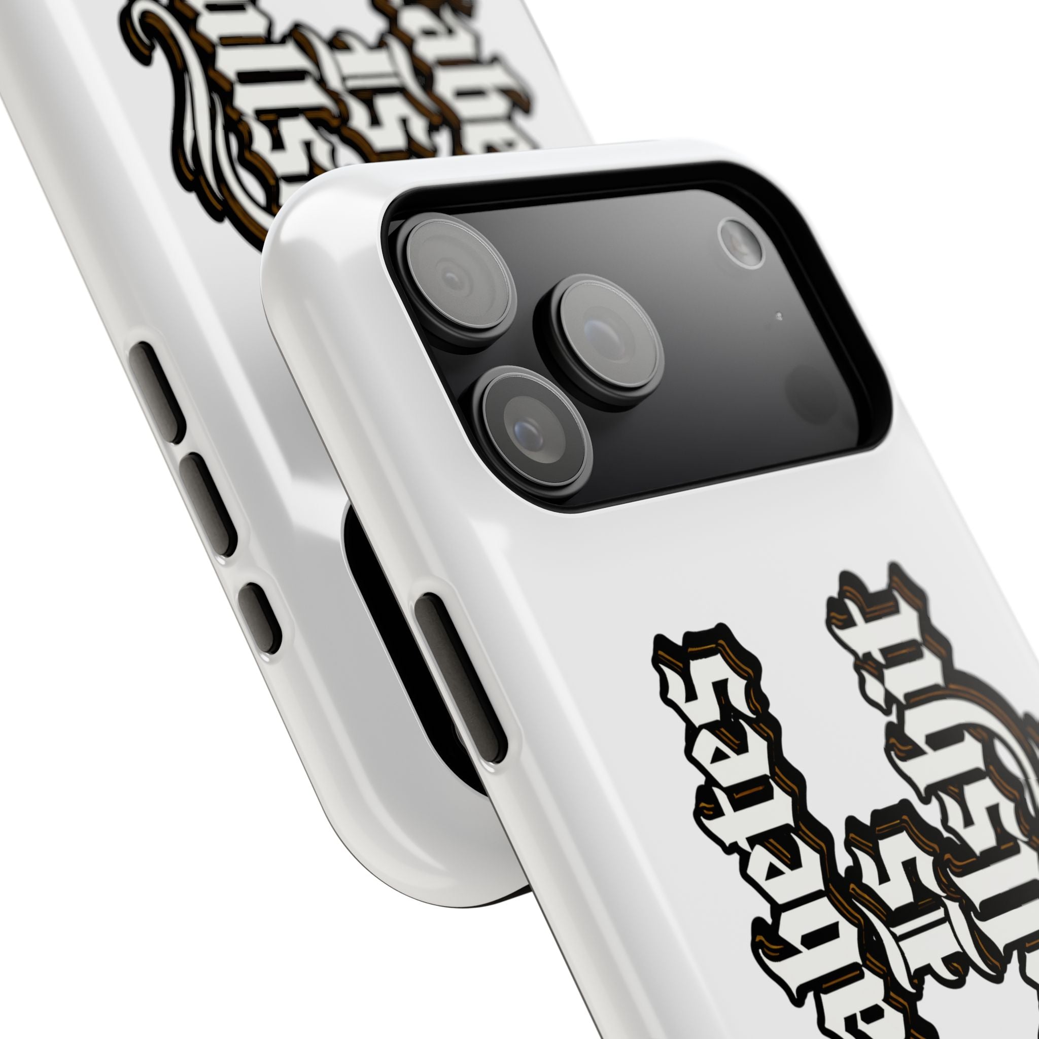 Impact-Resistant Phone Case — Gothic "Protects & Punishes" Design