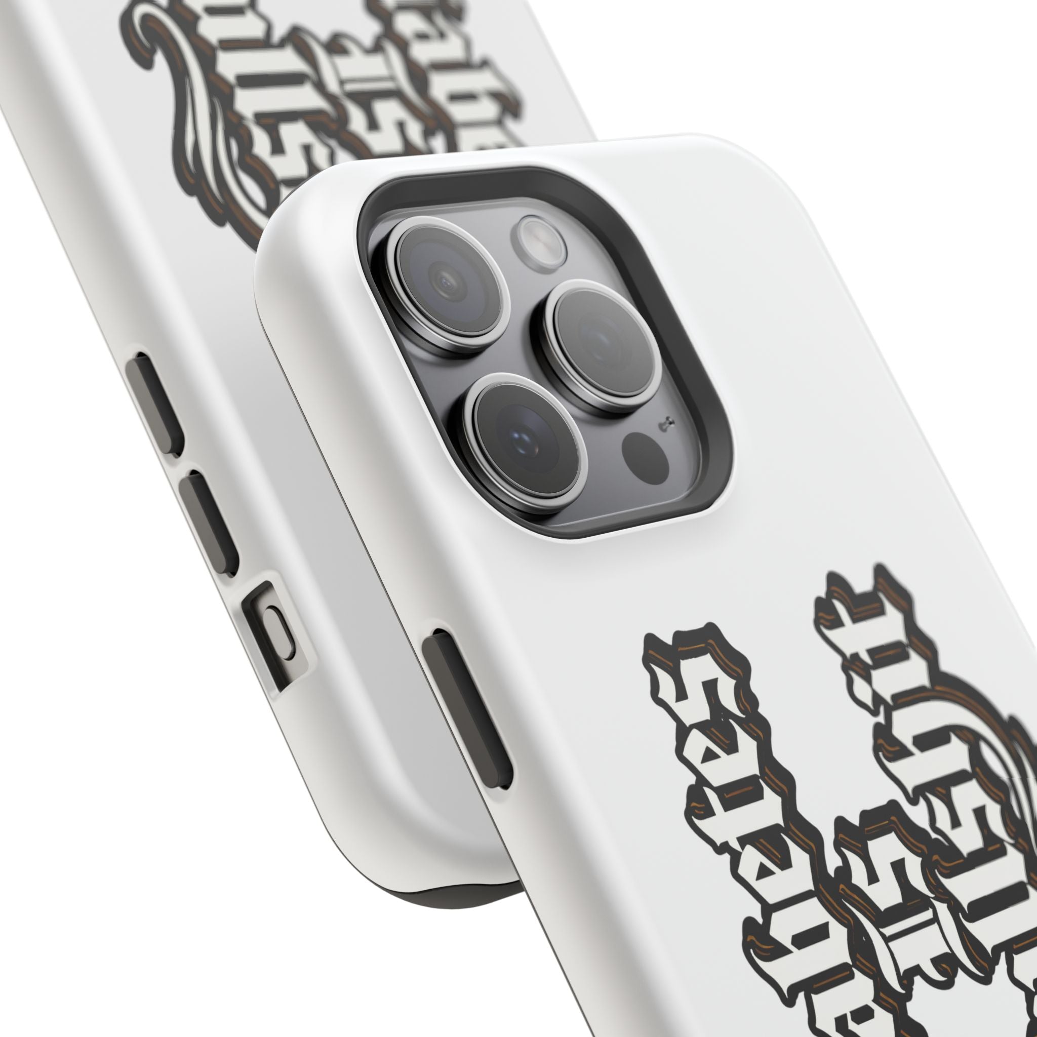 Impact-Resistant Phone Case — Gothic "Protects & Punishes" Design