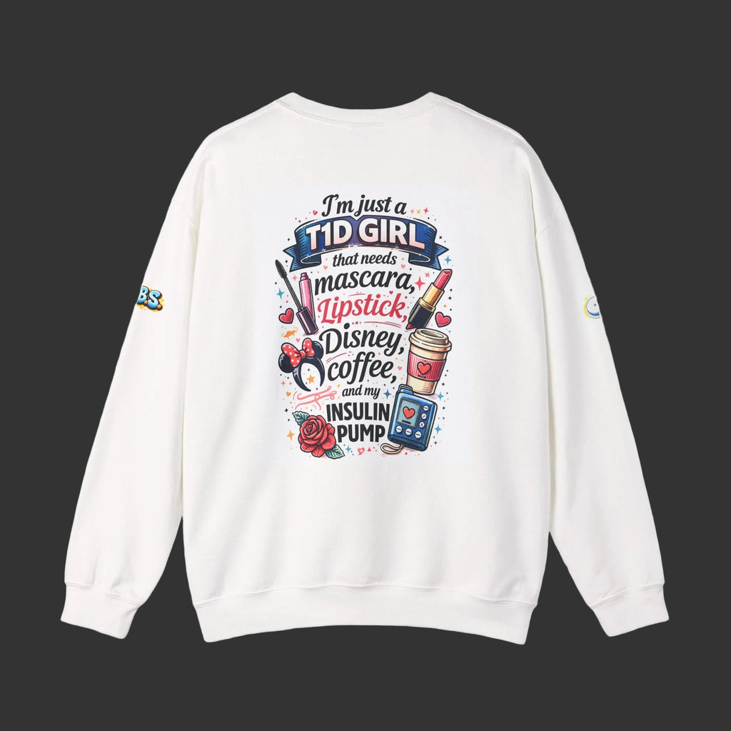 Everything a Girl Needs Sweatshirt — Mascara, Lipstick, Disney & Coffee Crewneck