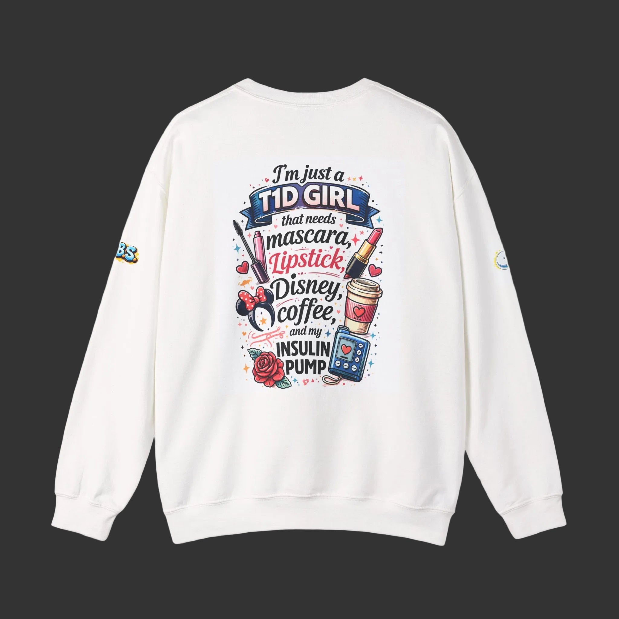 Everything a Girl Needs Sweatshirt — Mascara, Lipstick, Disney & Coffee Crewneck