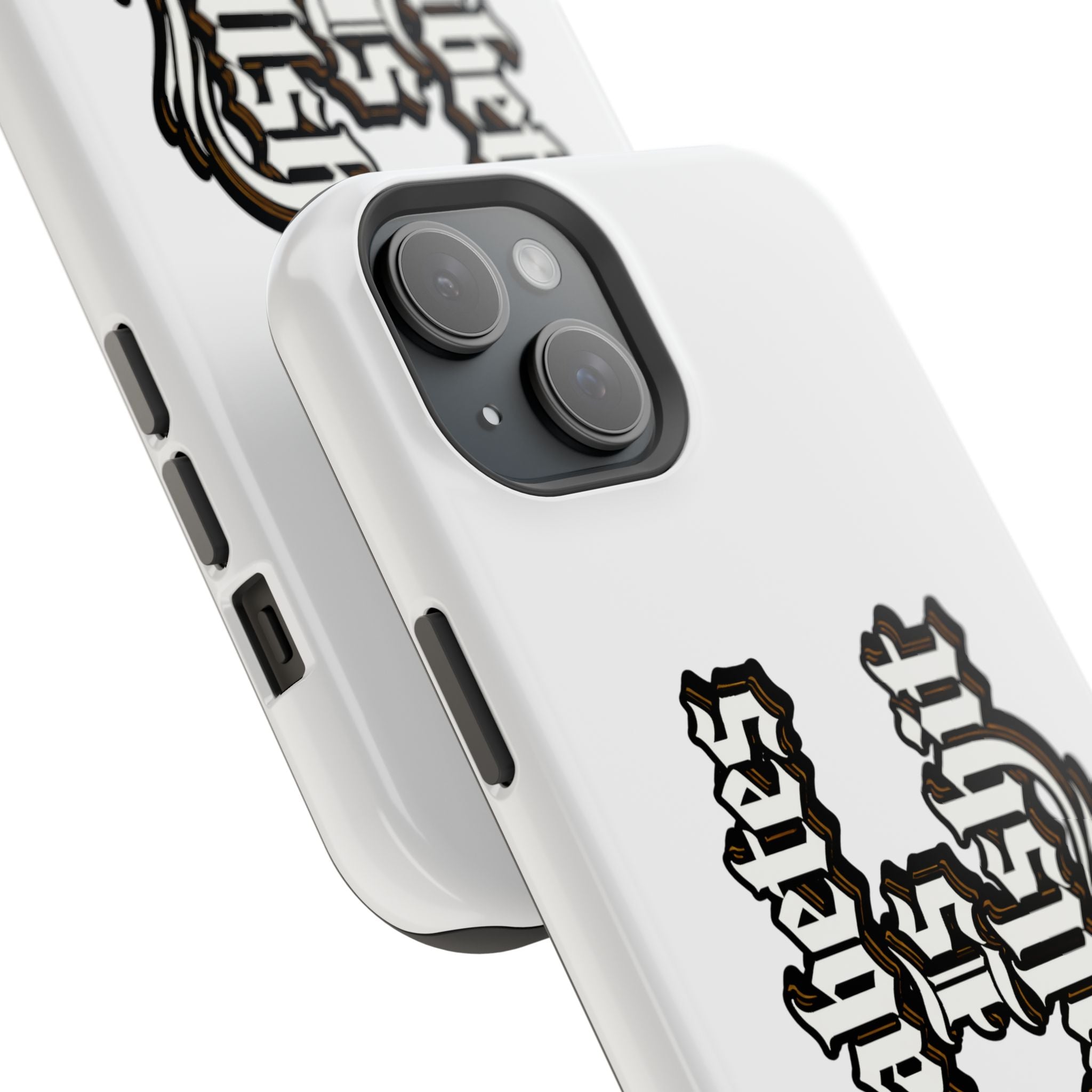 Impact-Resistant Phone Case — Gothic "Protects & Punishes" Design