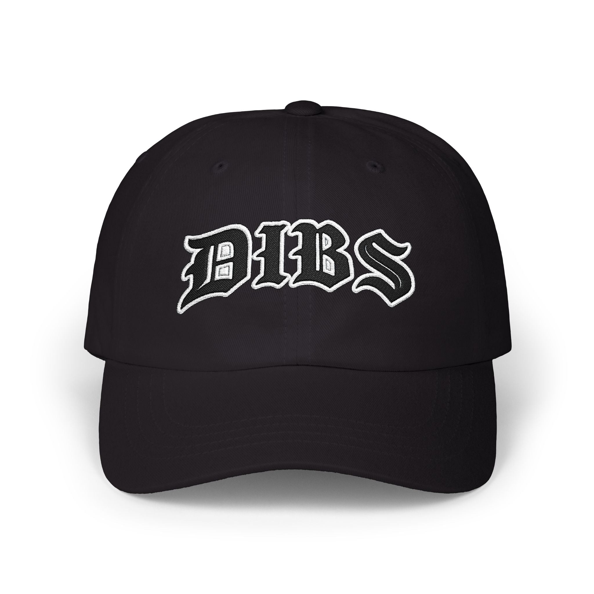 DIBS Gothic Print Dad Cap — Edgy Classic Baseball Hat