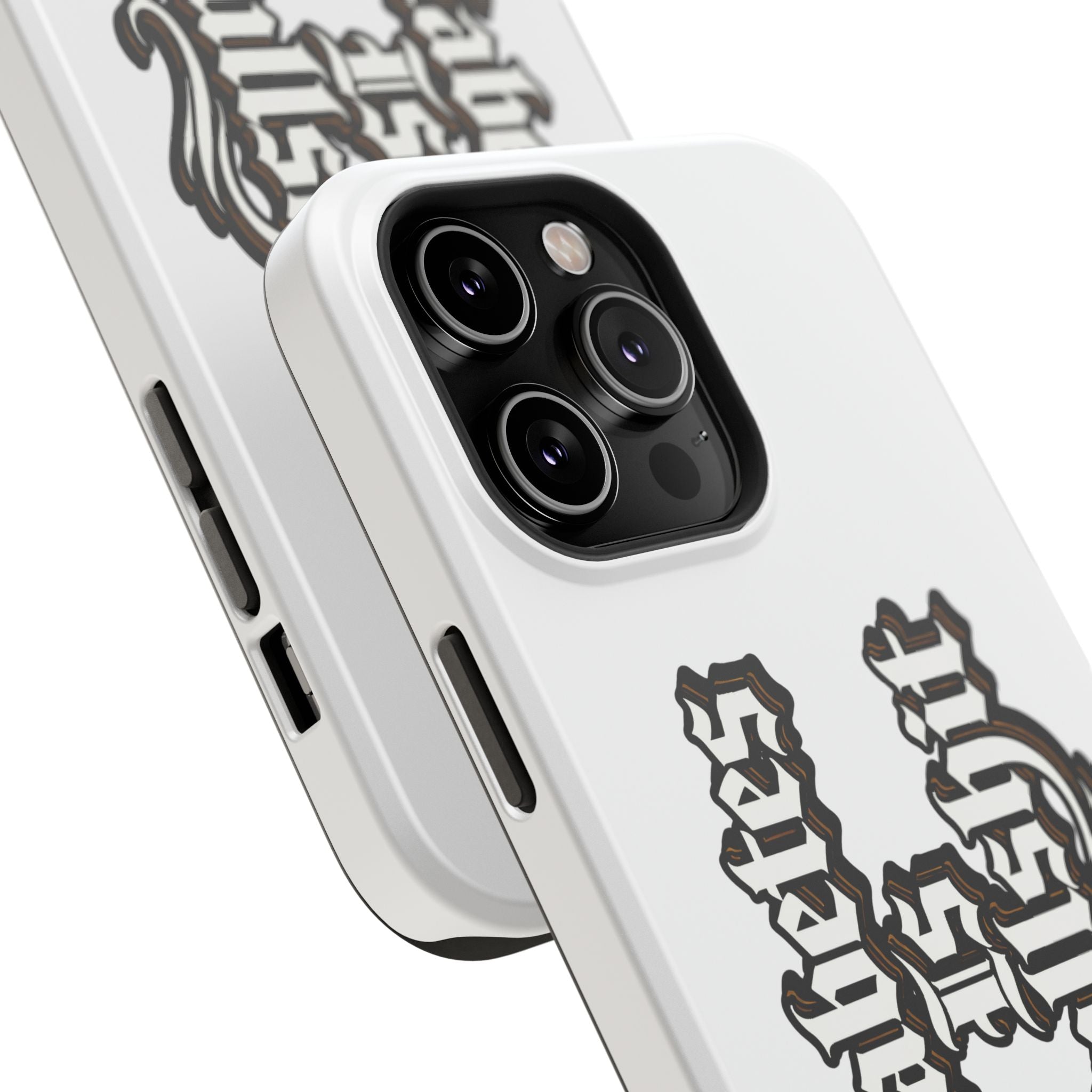 Impact-Resistant Phone Case — Gothic "Protects & Punishes" Design