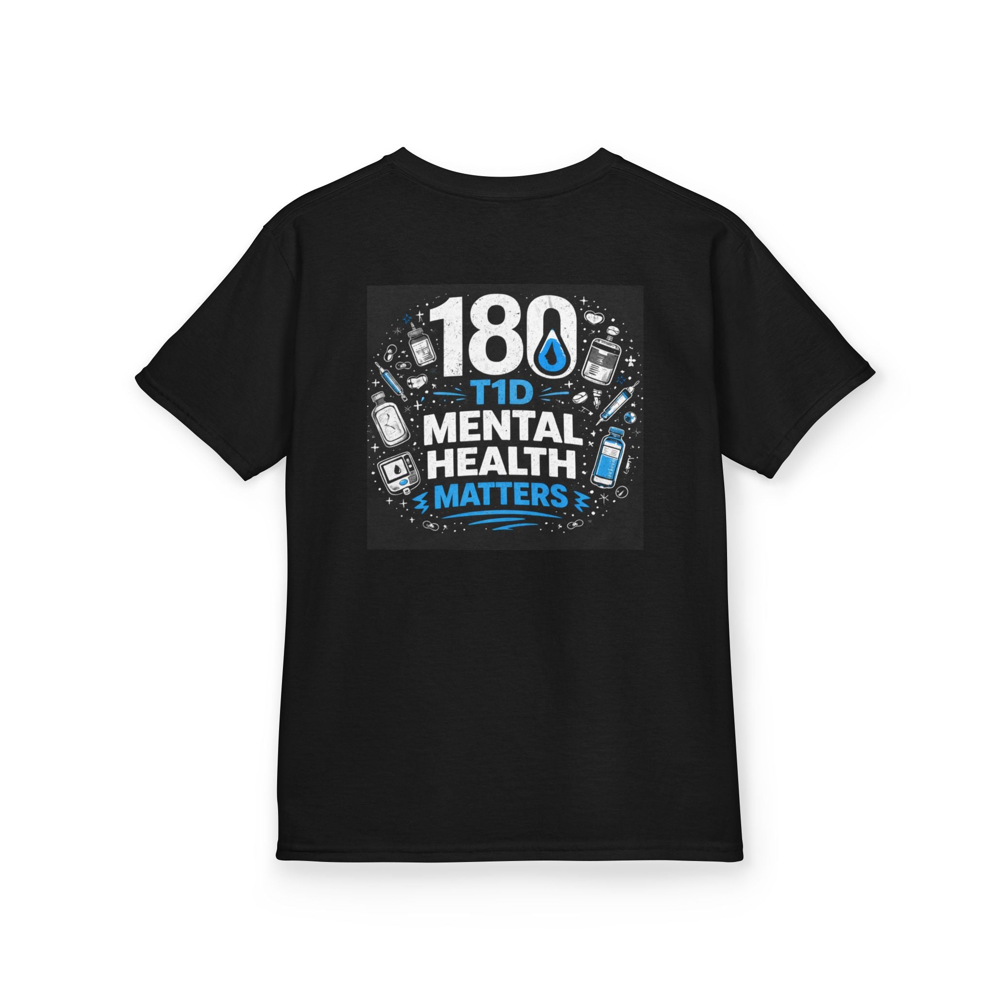 Kids T1D Mental Health Awareness Tee — "180 Decisions a Day"