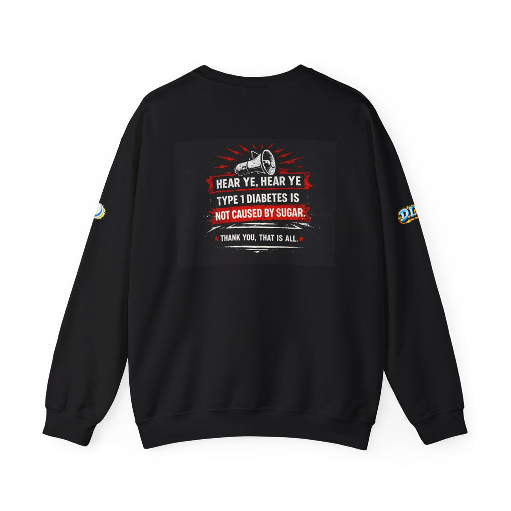 Type 1 Diabetes Announcement Crewneck Sweatshirt — Funny T1D Reveal