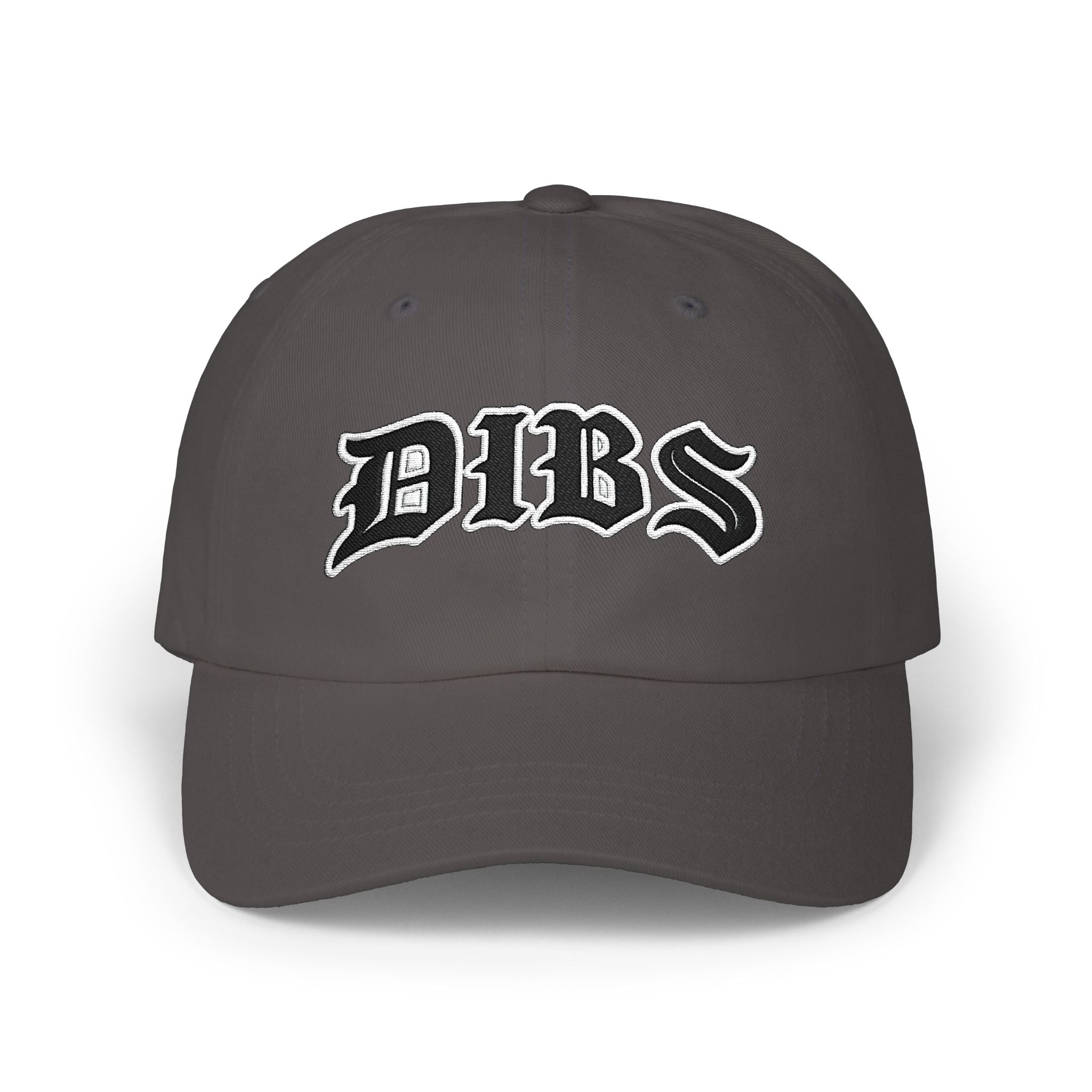 DIBS Gothic Print Dad Cap — Edgy Classic Baseball Hat