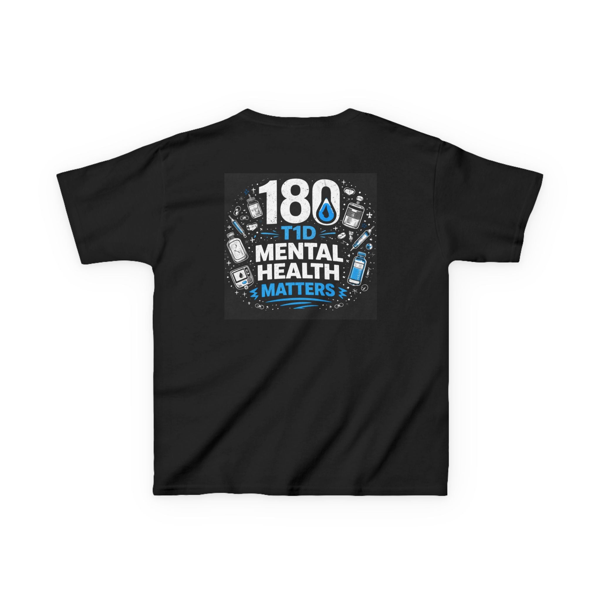 Kids T1D Mental Health Awareness Tee — "180 Decisions a Day"